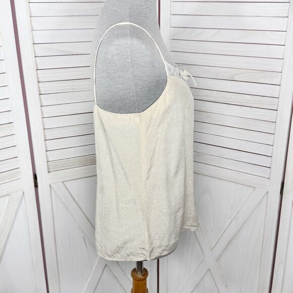 Jon Wesley Y2K Lace Trim Camisole Top Ivory White Small Rosette Pearls - Picture 3 of 11